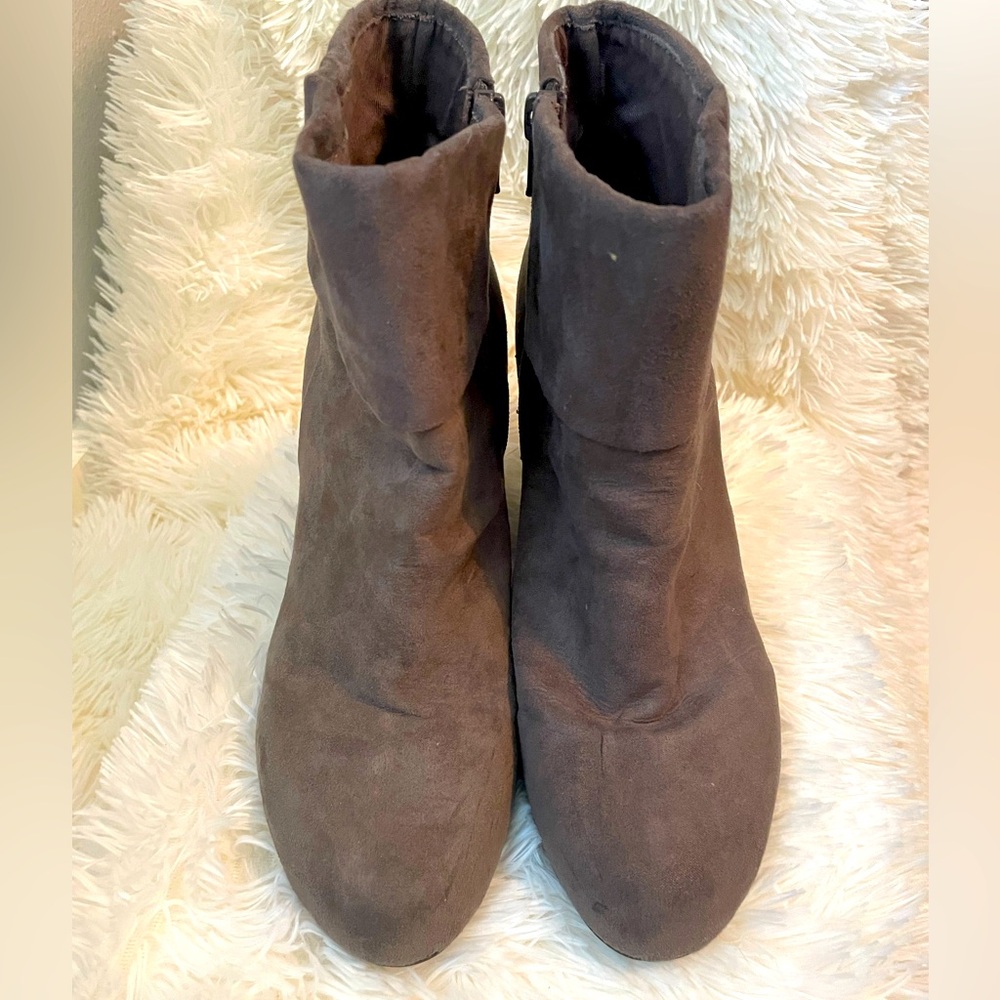 Grey Suede Wedge Boots